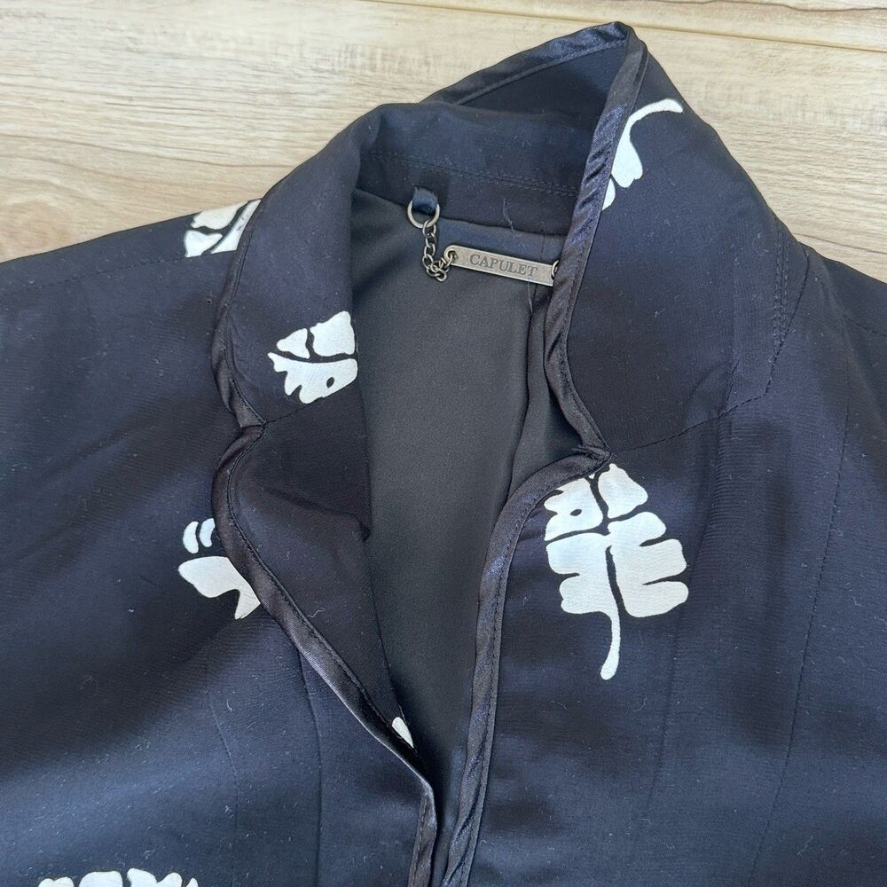Capulet Leaf Print Jacket XS Black‎ White Botanical Lightweight Chic Boutique - Picture 5 of 12
